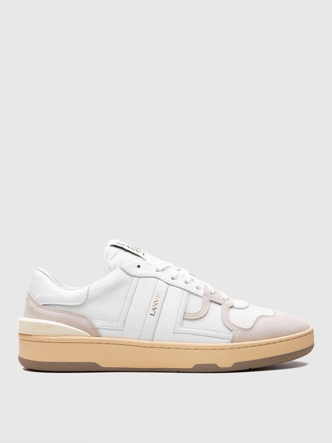 LANVIN Mesh And Leather Clay Sneakers With In White Product Image