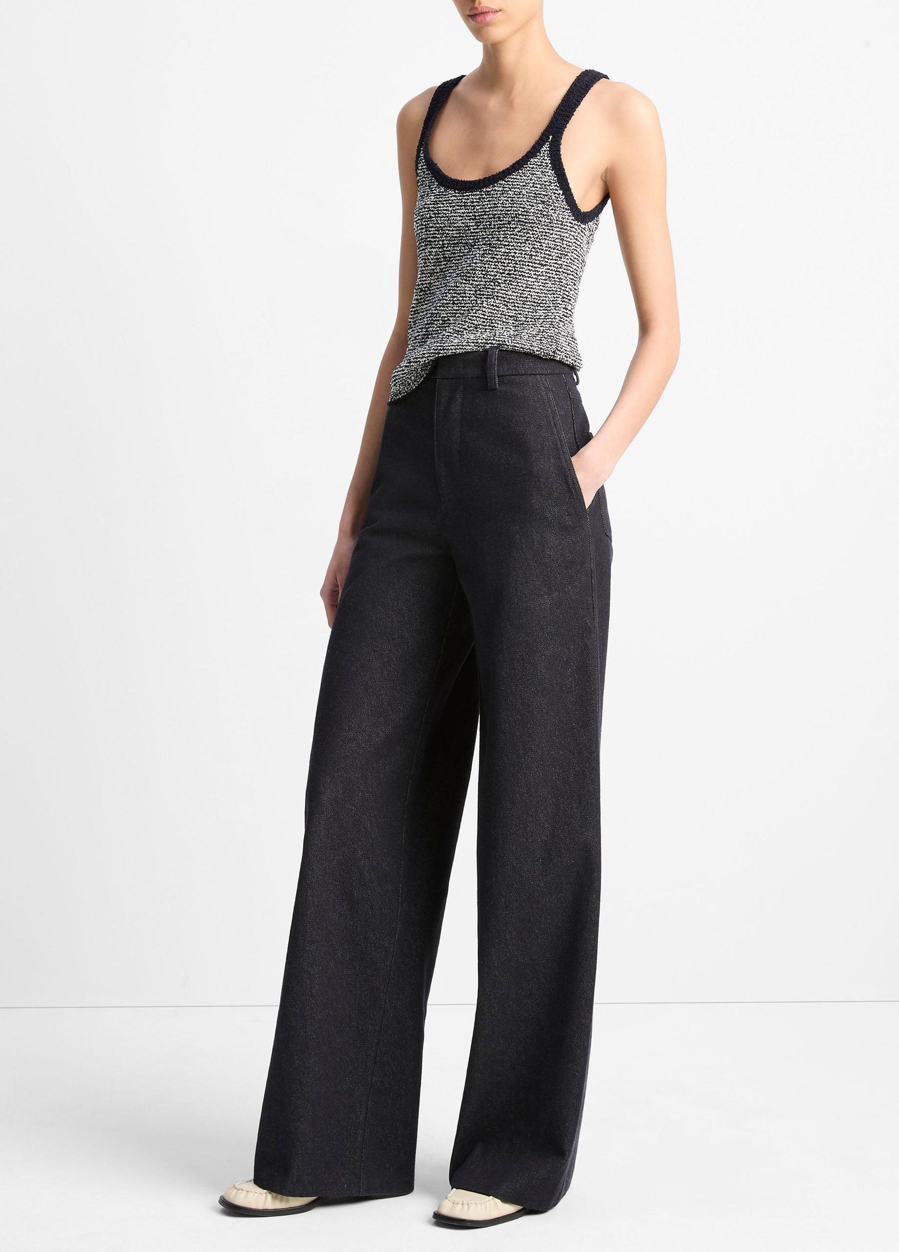 Italian Cotton High-Waist Wide-Leg Pant Product Image