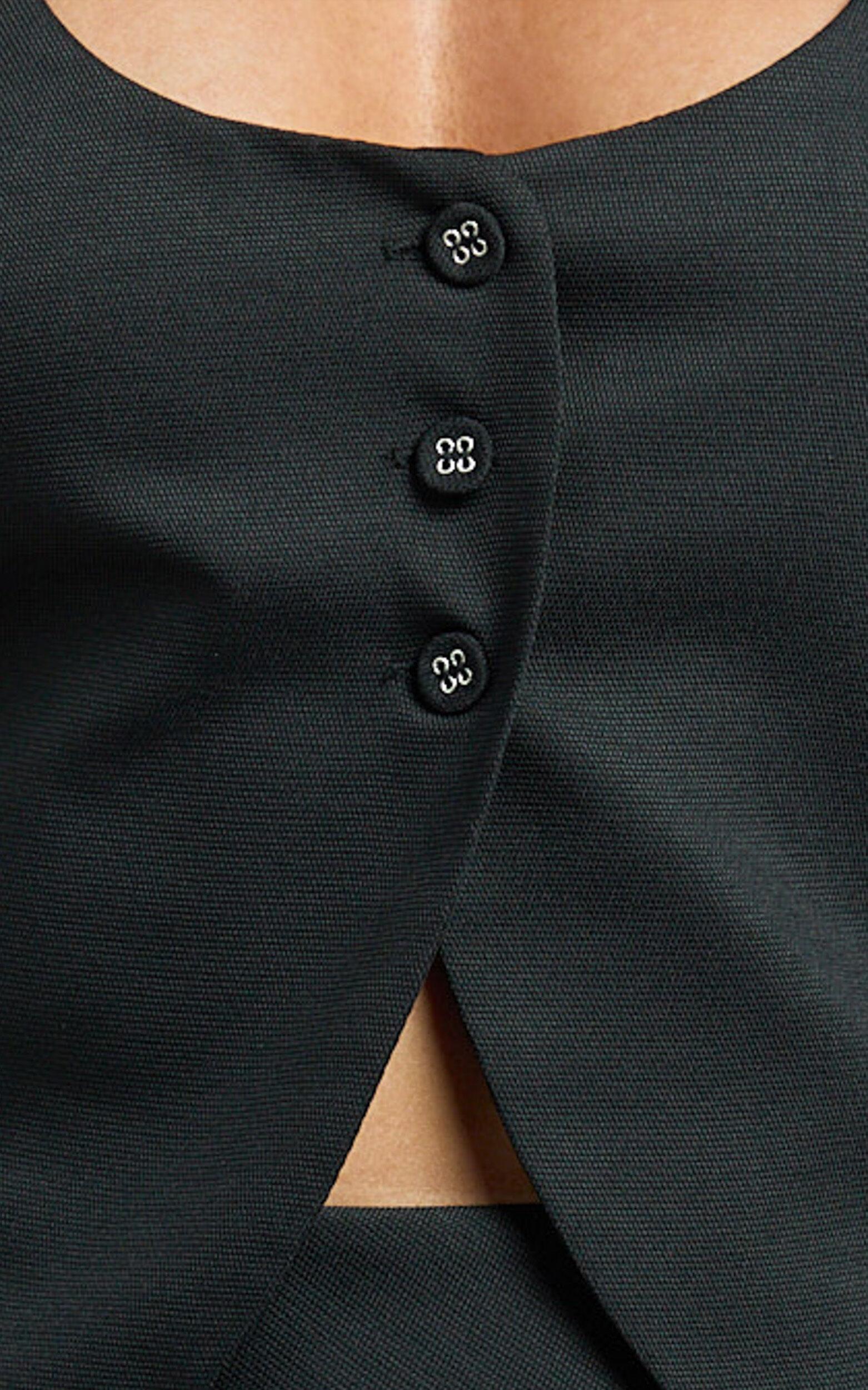 Romeo Top - Scoop Neck Button Down Vest in Black Product Image