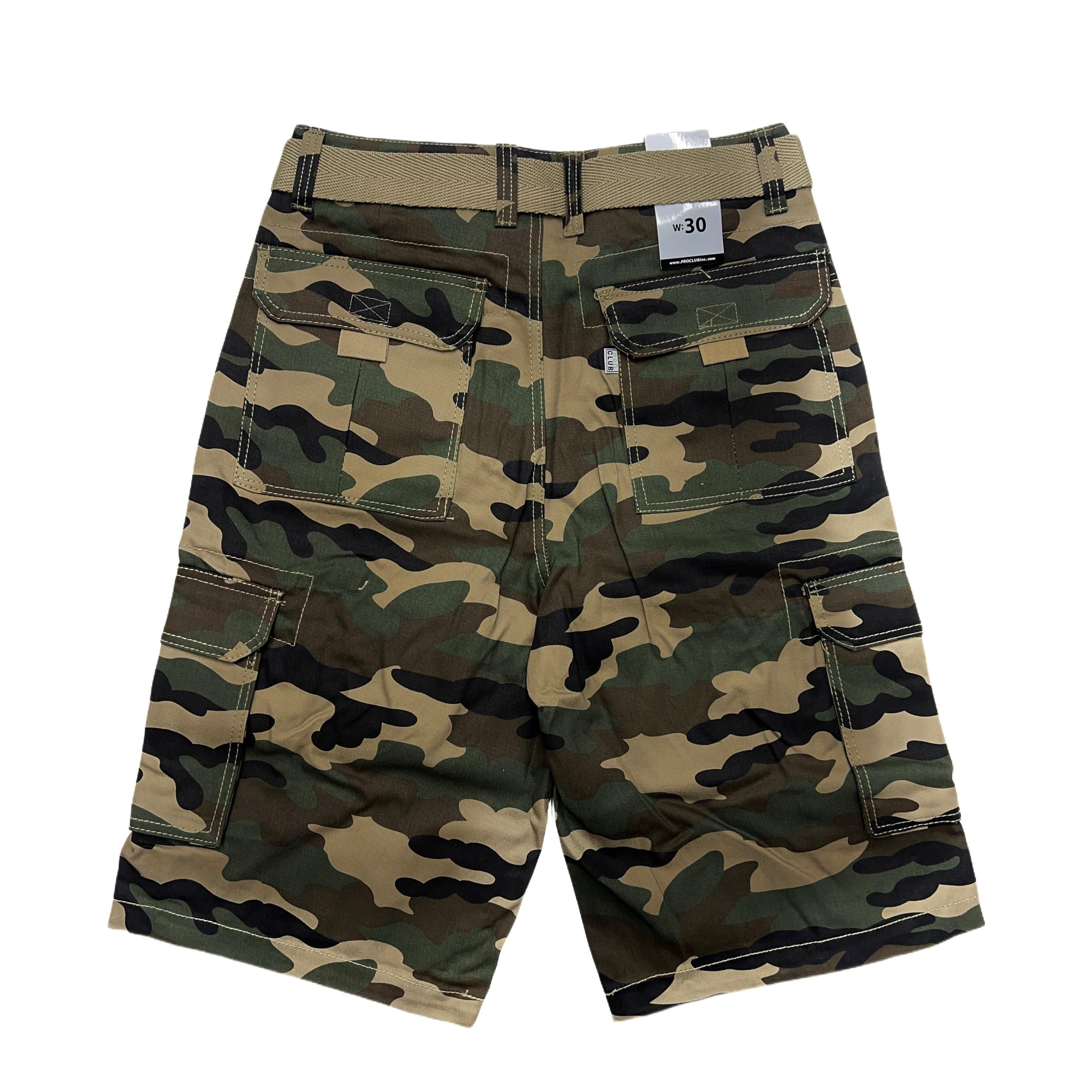 Pro Club Men's Cotton Twill Cargo Shorts With Belt Male Product Image