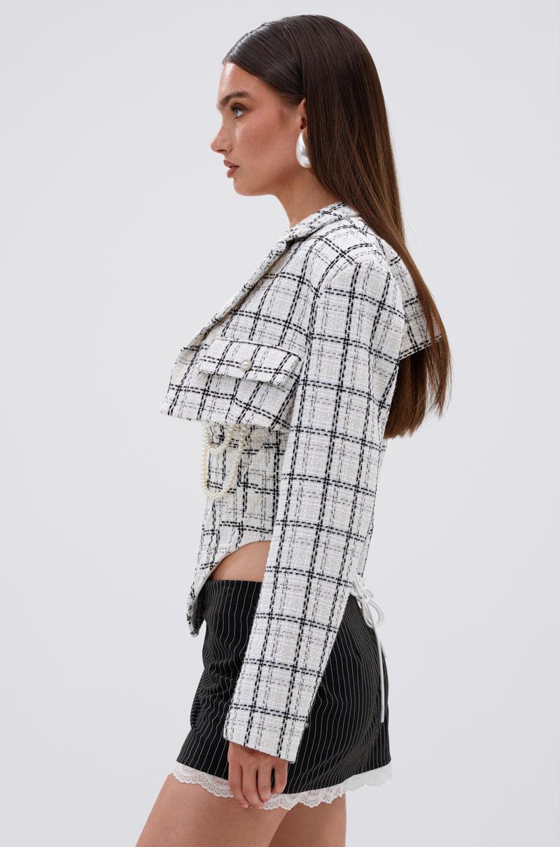 HEAVEN SENT CROPPED TWEED BLAZER Product Image