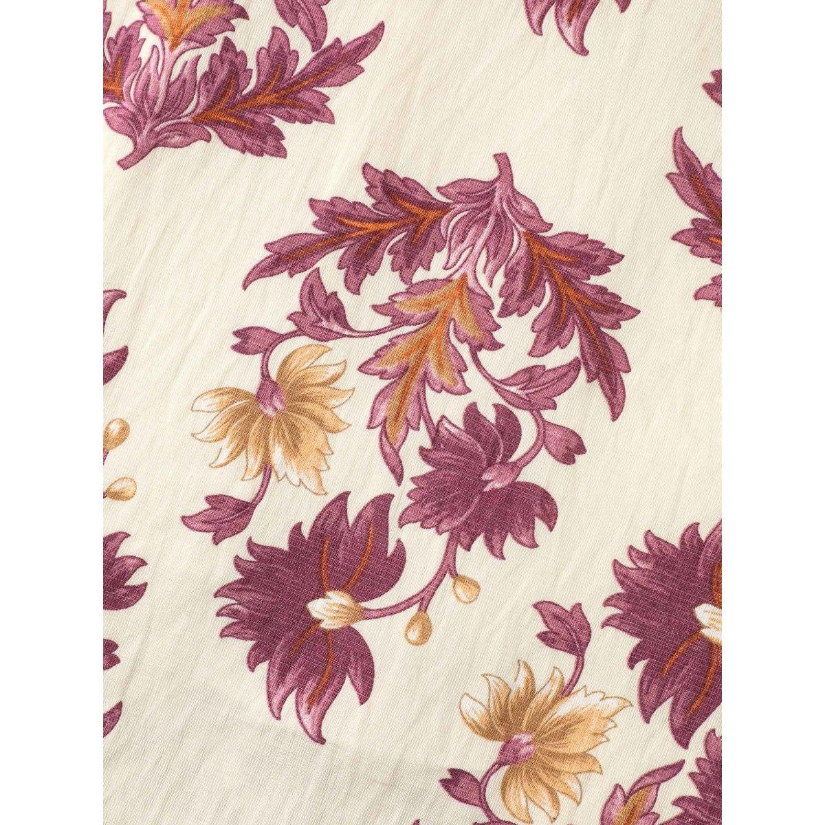 Plus Size Rayon Floral Print Stretchy Waist Midi Dress Deeppurplered Women V-neck Short sleeve Curvy BloomChic 12/L Product Image