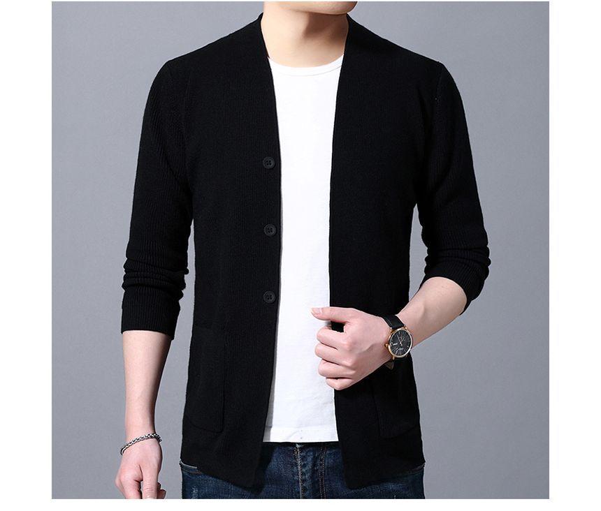 V-Neck Plain Cardigan Product Image