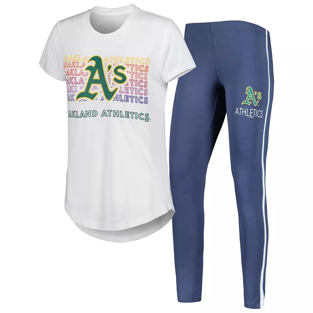 Women's Concepts Sport Charcoal/White Oakland Athletics Sonata T-Shirt & Leggings Sleep Set,  Product Image