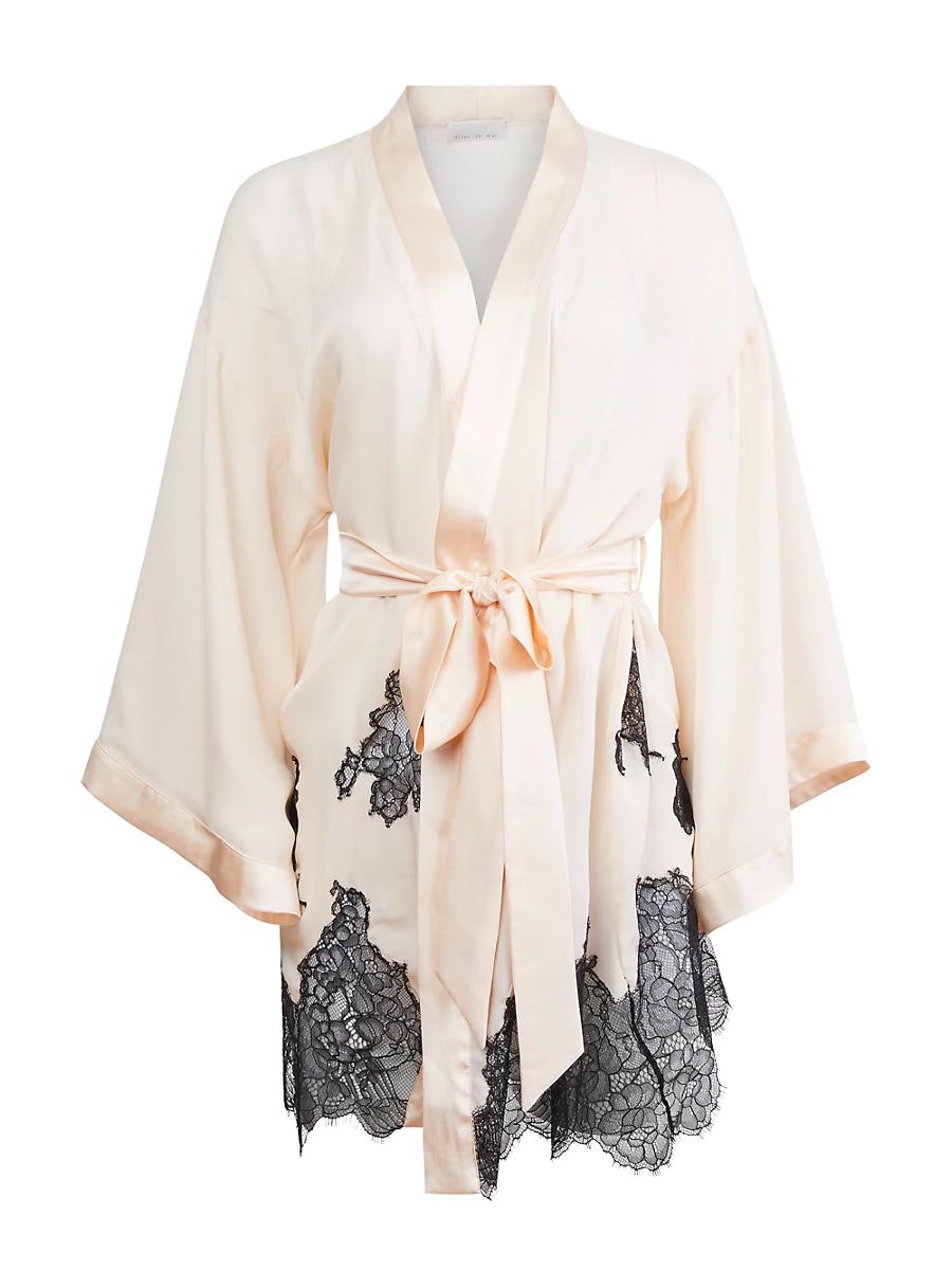 Womens Lace Appliqu Silk-Blend Robe Product Image