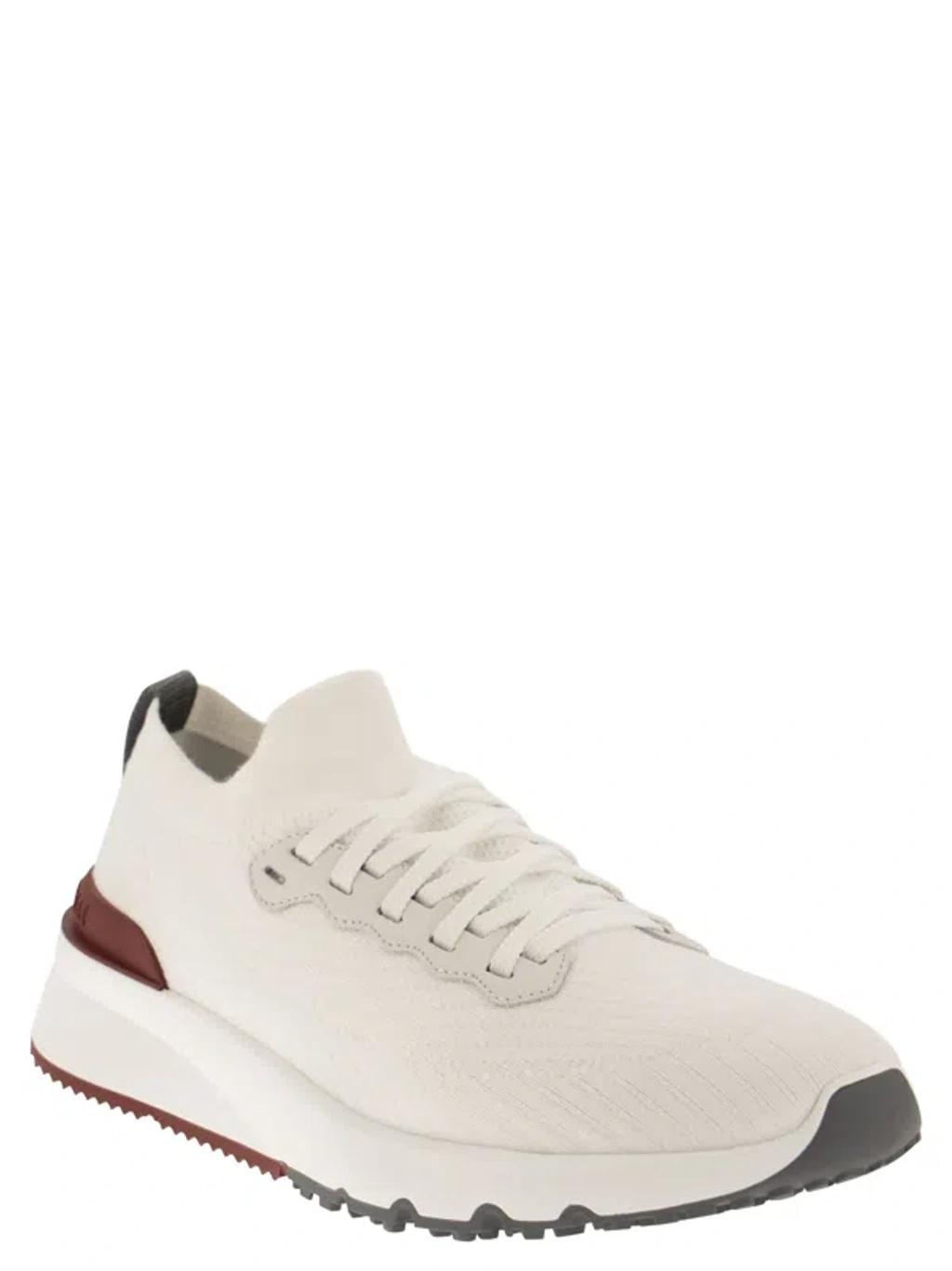 BRUNELLO CUCINELLI Cotton Knit Runners In White Product Image