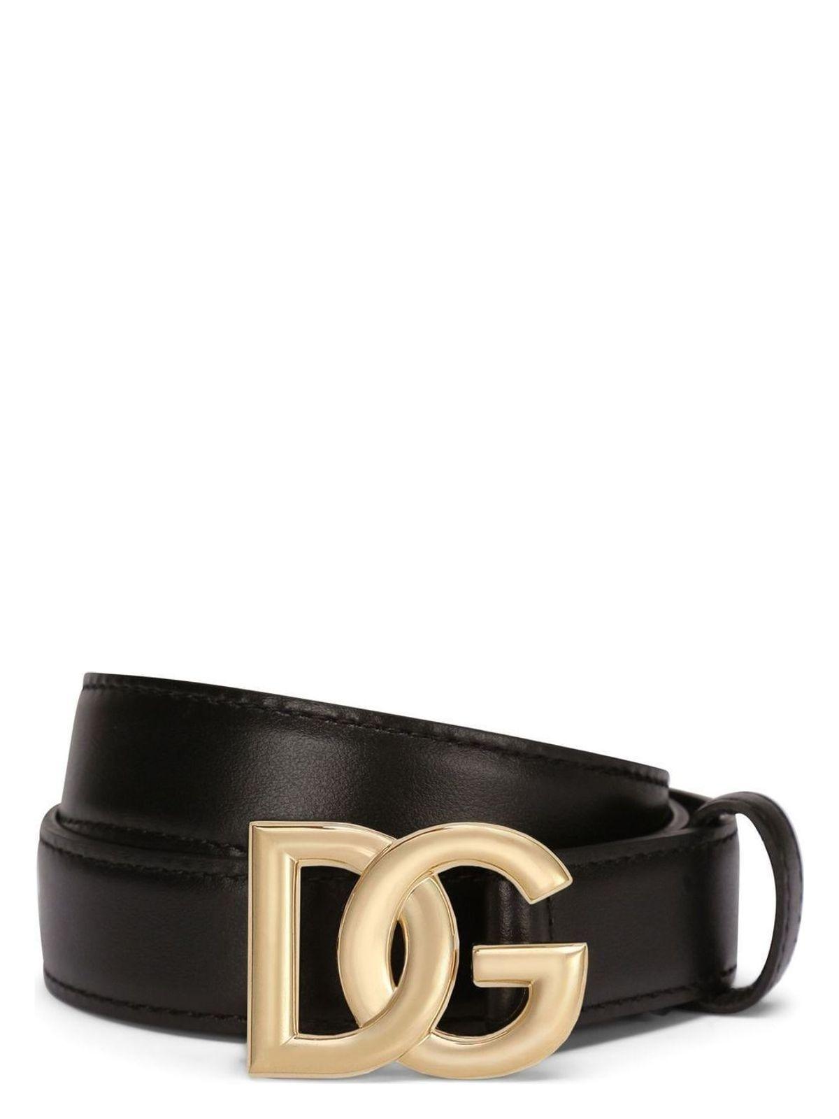 DOLCE & GABBANA Dg Logo Calf Leather Belt In Black Product Image