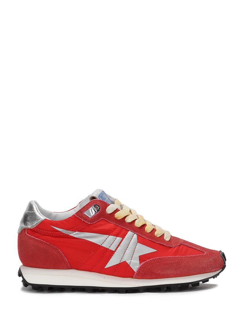 GOLDEN GOOSE Marathon Sneakers With Red Nylon Upper And Silver Star Shoes Product Image