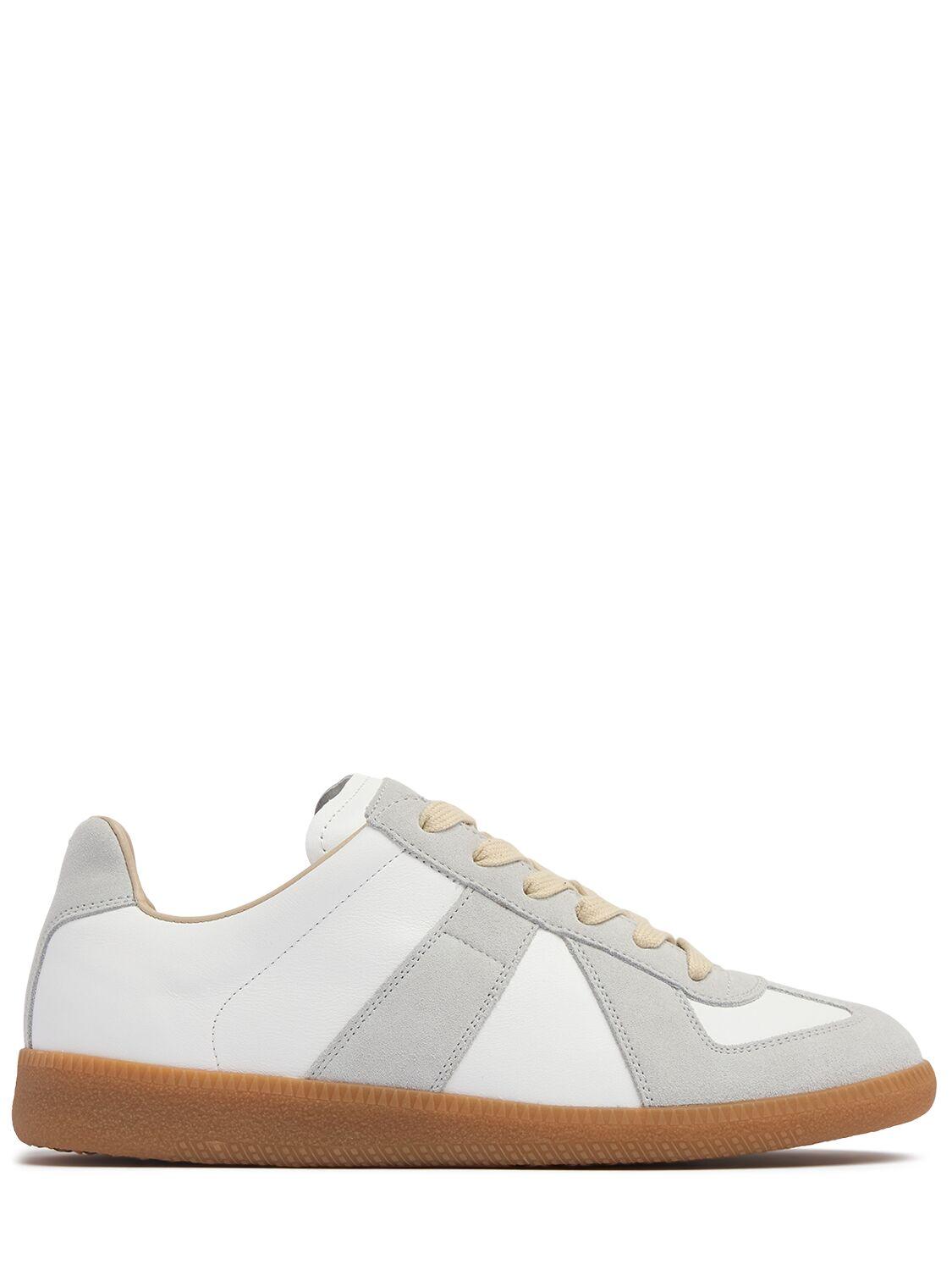 MAISON MARGIELA Replica Leather And Suede Sneakers In White Product Image