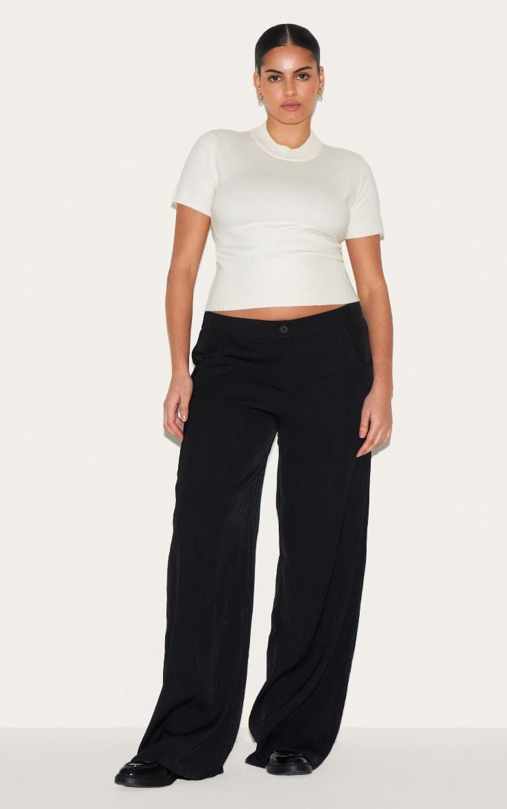 Plus Cream Basic Knit T Shirt Product Image