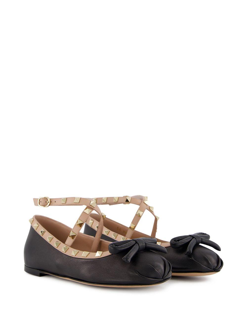 Rockstud leather ballerina shoes Product Image