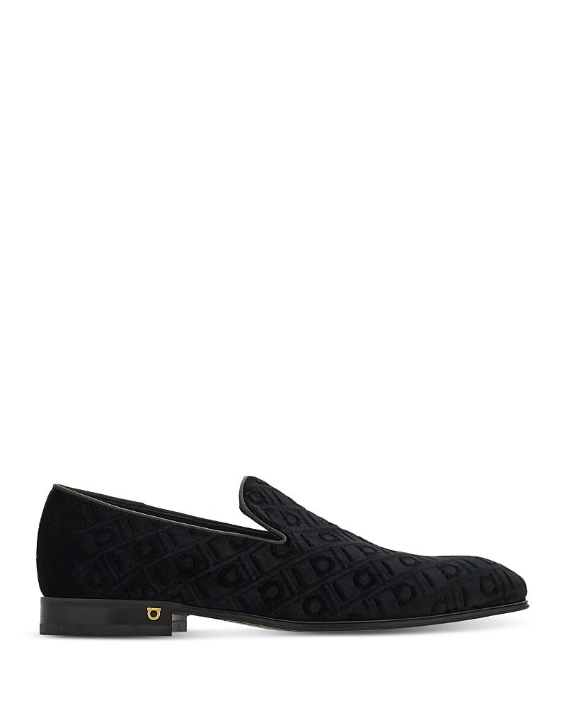 Men's Berry Monogram Velvet Loafers Product Image