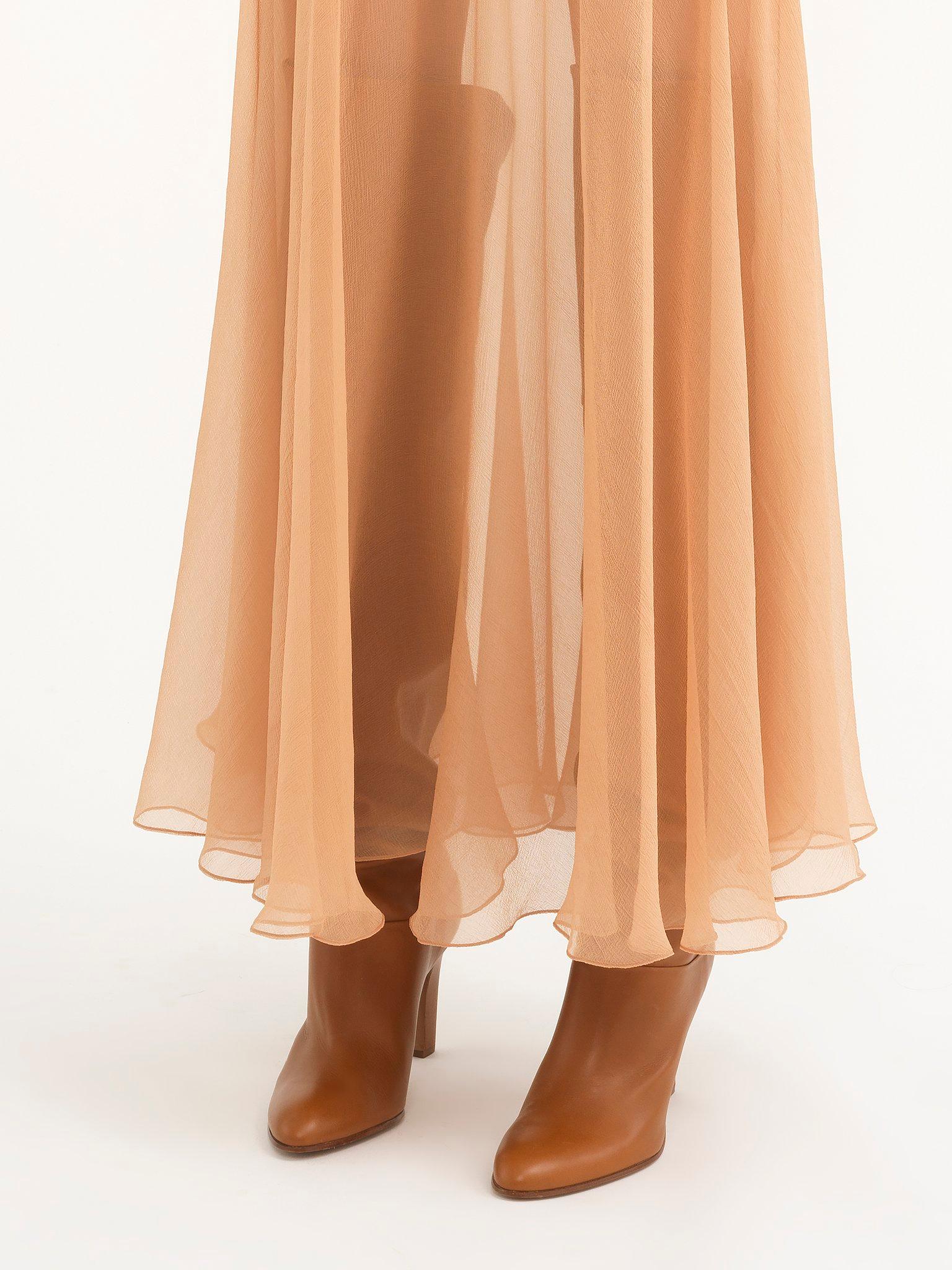 Fluid long skirt in silk mousseline Product Image