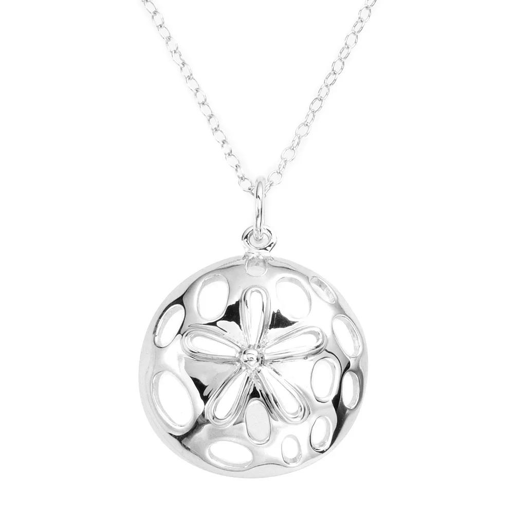 Jewelry for Trees Platinum Over Silver Sand Dollar Pendant, Women's Product Image
