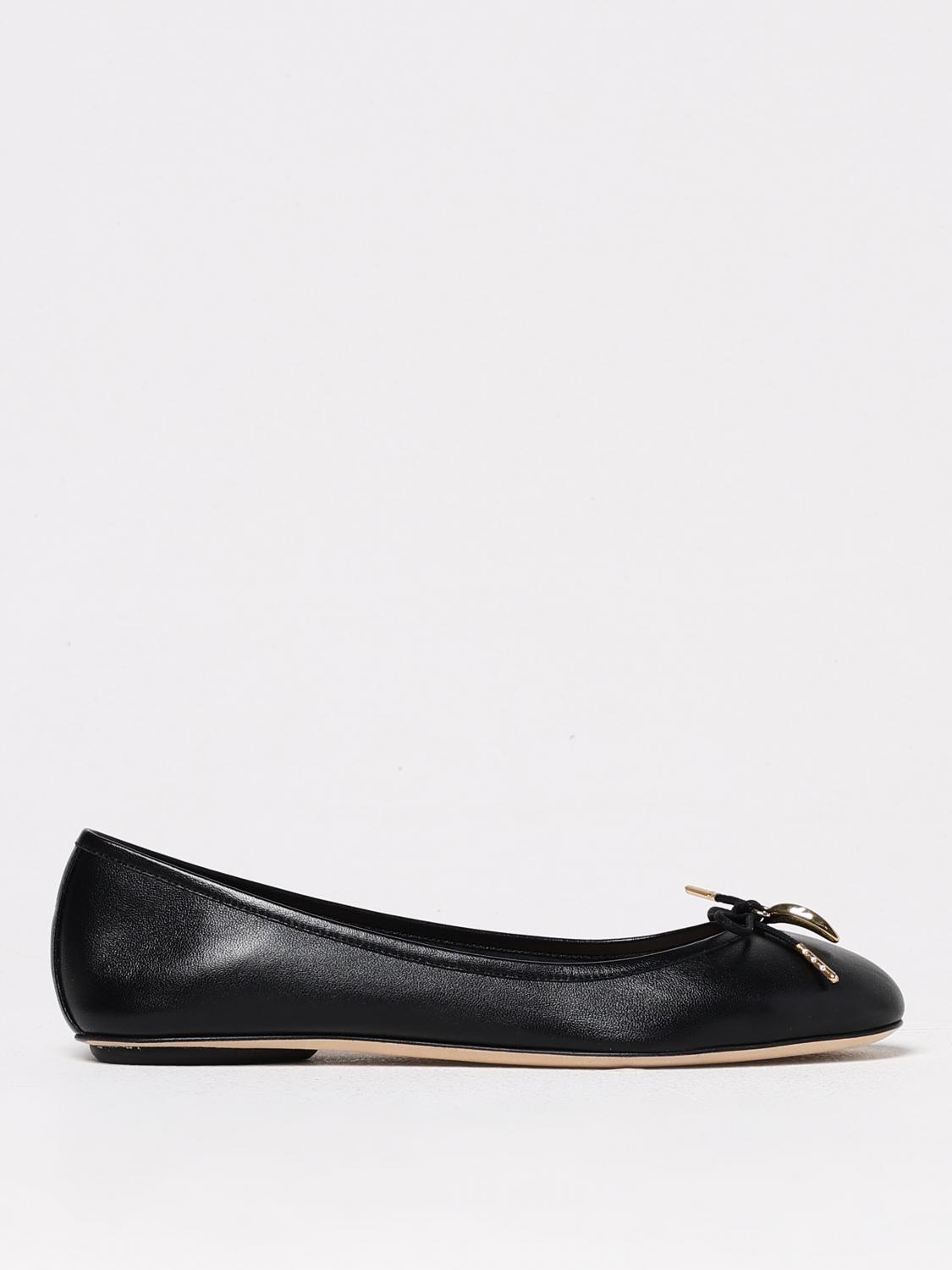 CHLOÉ Bow Detail Round Toe Flat Sole Ballerina Shoes In Black Product Image