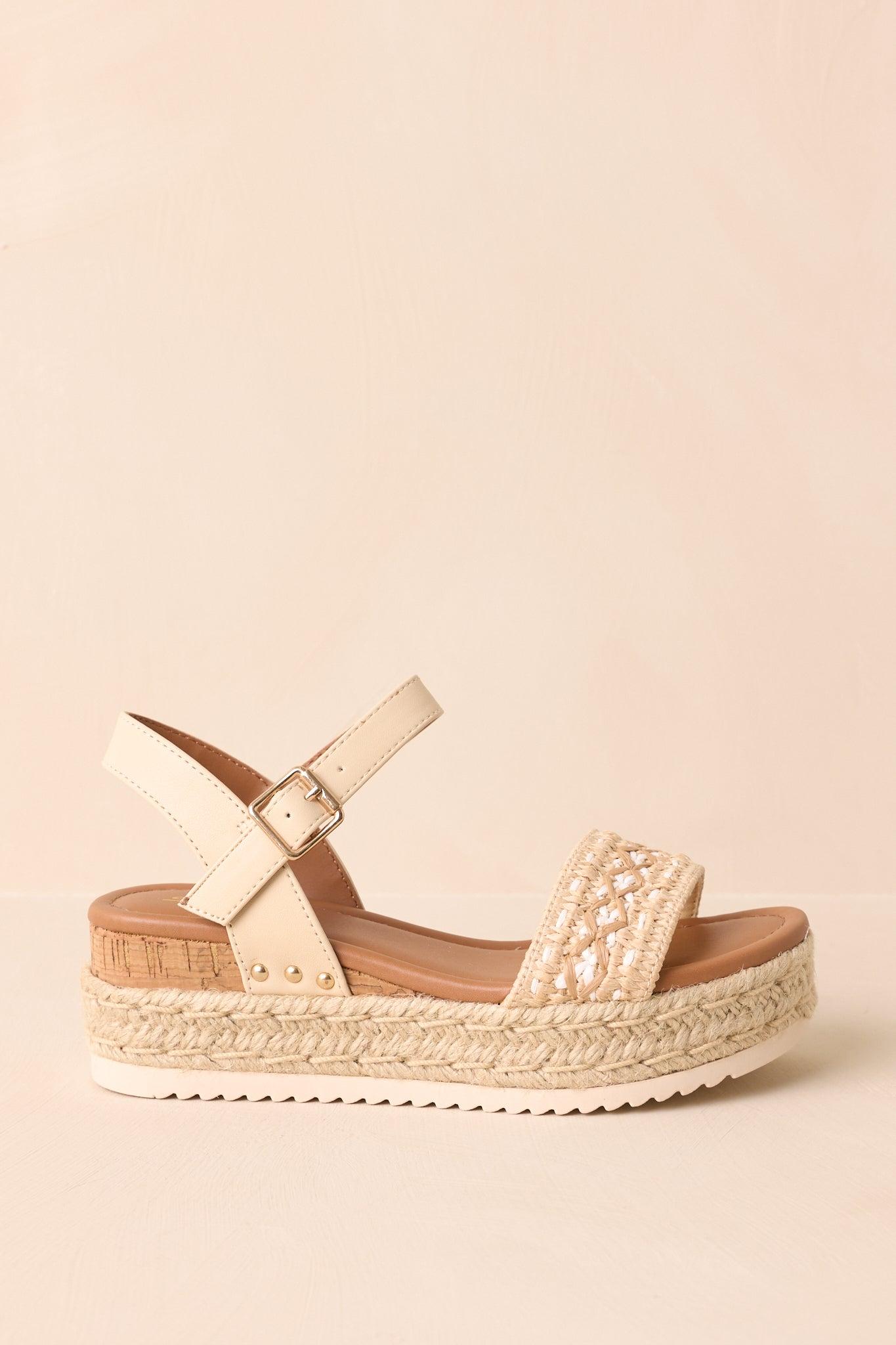 Try To Keep Up Natural Espadrille Platform Sandals Product Image