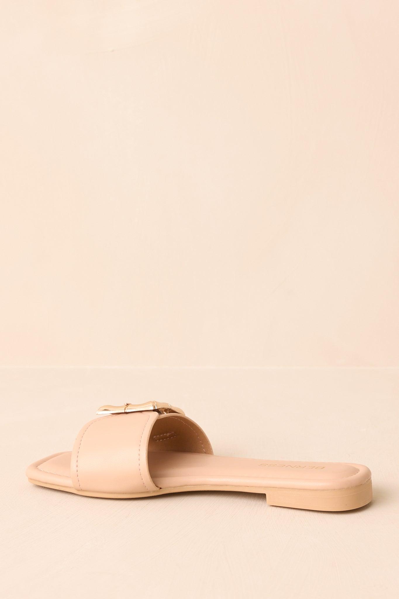 Hidden Treasure Beige Buckle Flat Sandals Product Image