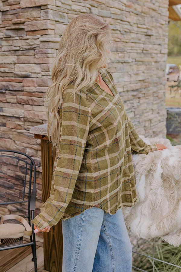 Hayride Happiness Vintage Wash Plaid Tunic in Olive Product Image
