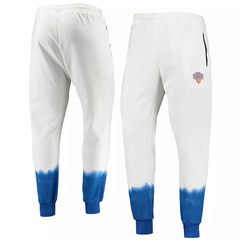 Men's Oatmeal New York Knicks Double Dribble Tie-Dye Fleece Jogger Pants,  Product Image