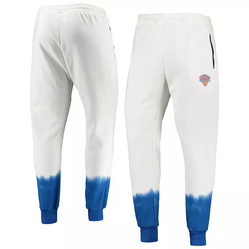 Men's Oatmeal New York Knicks Double Dribble Tie-Dye Fleece Jogger Pants,  Product Image