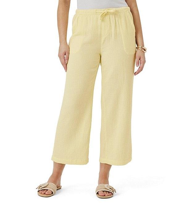Splendid Adele Drawstring Gauze Cropped Relaxed Wide Leg Pants Product Image