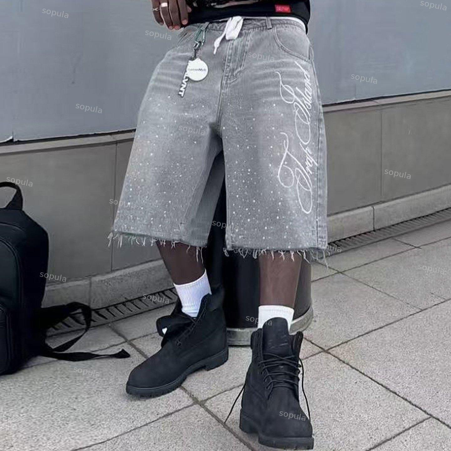 Vintage Washed High Street Jorts Distressed Denim Shorts Product Image