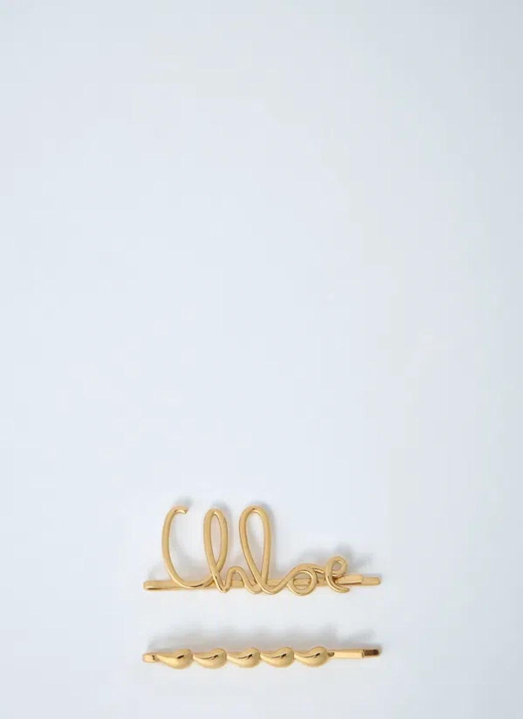 CHLOÉ Iconic Hair Clips Accessories In Metallic Product Image