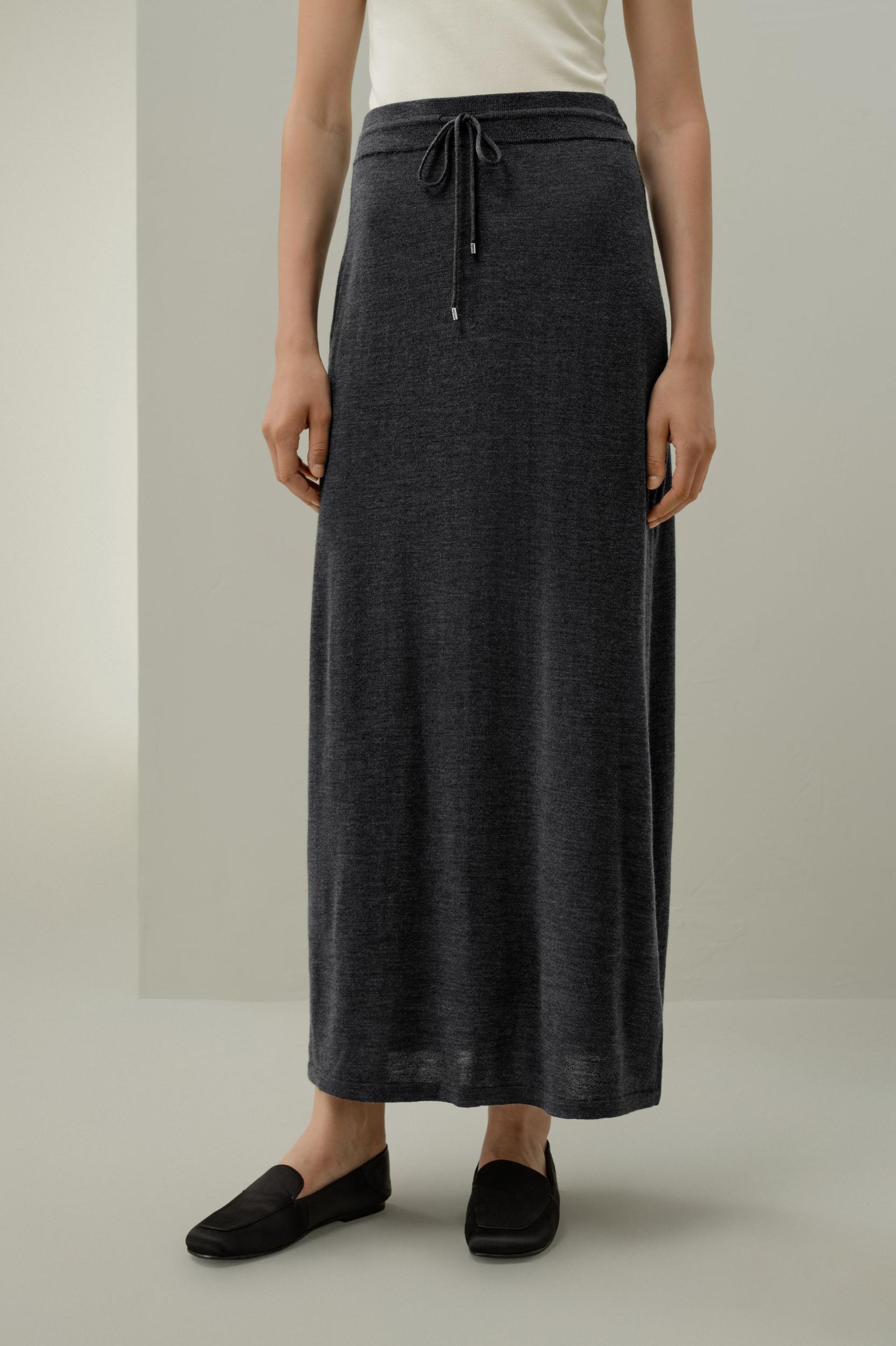 Merino Wool Drawstring Maxi Skirt Product Image