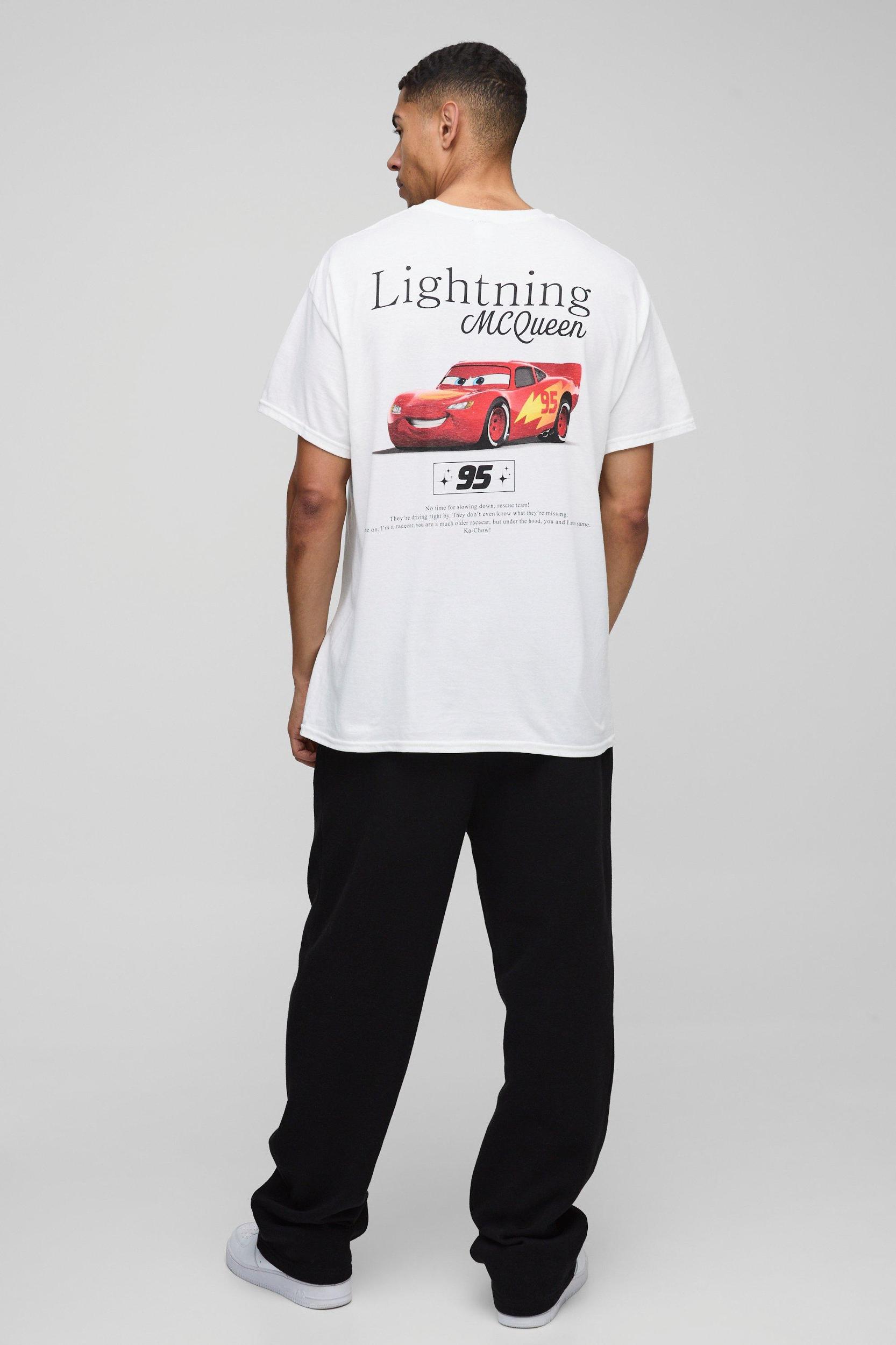 Oversized Pixar Cars Lightening Graphic License T-Shirt | boohooMAN USA Product Image