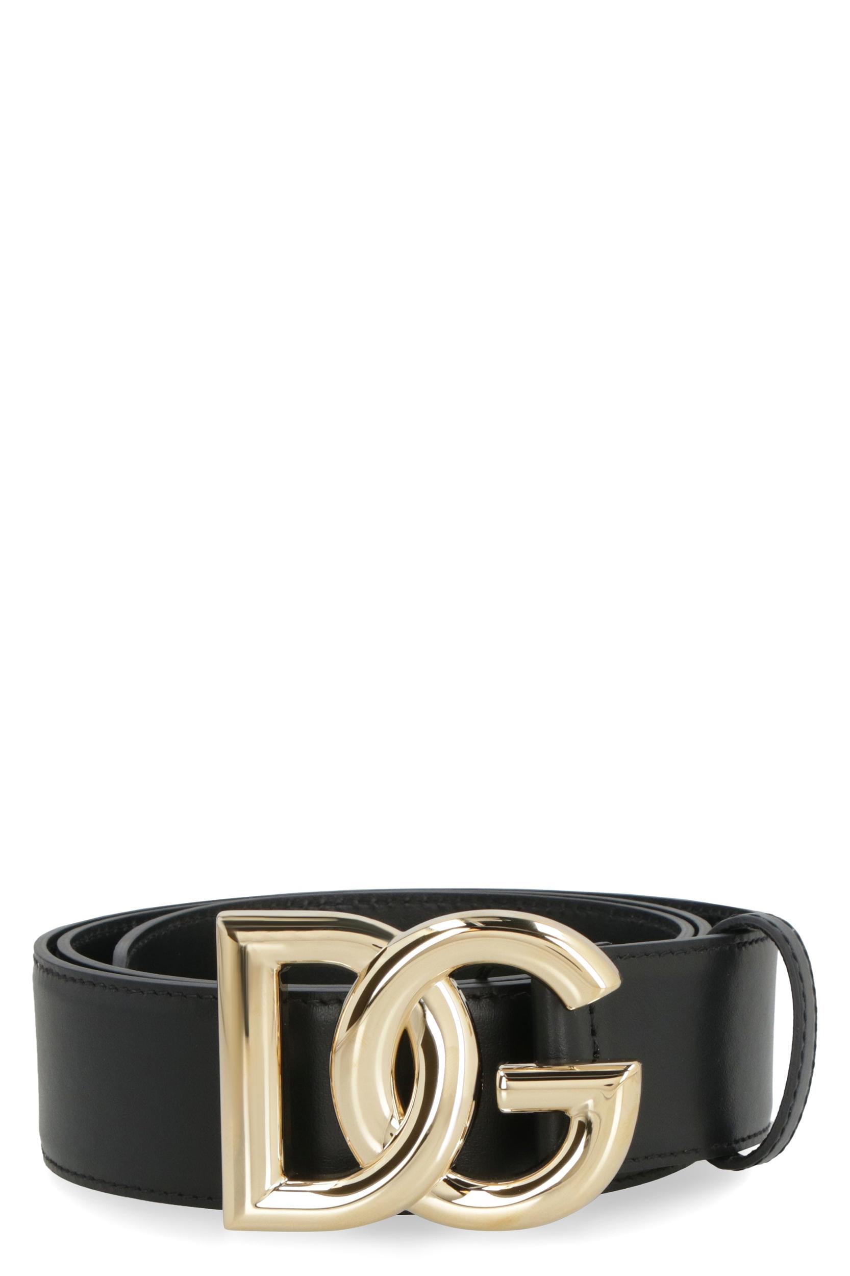 DOLCE & GABBANA Dg Logo Calf Leather Belt In Black Product Image
