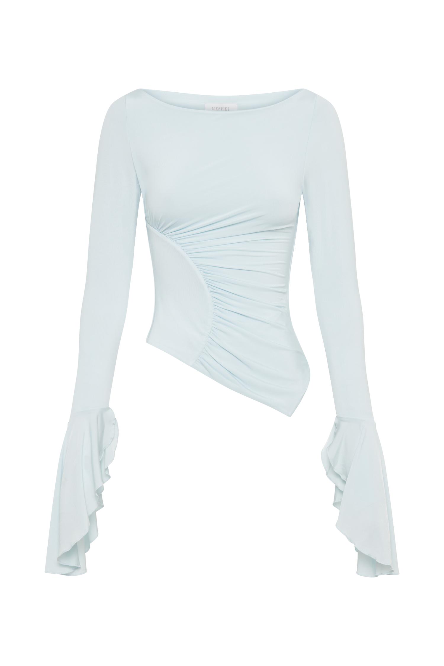 Stevie Bell Sleeve Slinky Top - Sky Blue Product Image