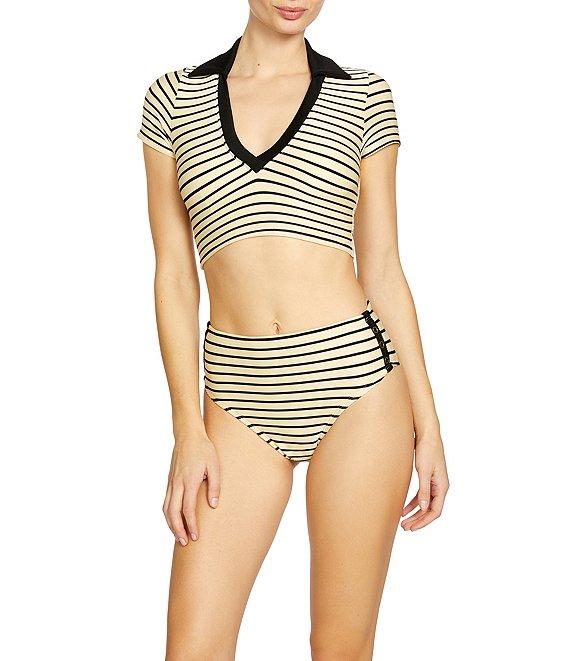 ROBIN PICCONE Parker Stripe High Waist Swim Bottom Product Image