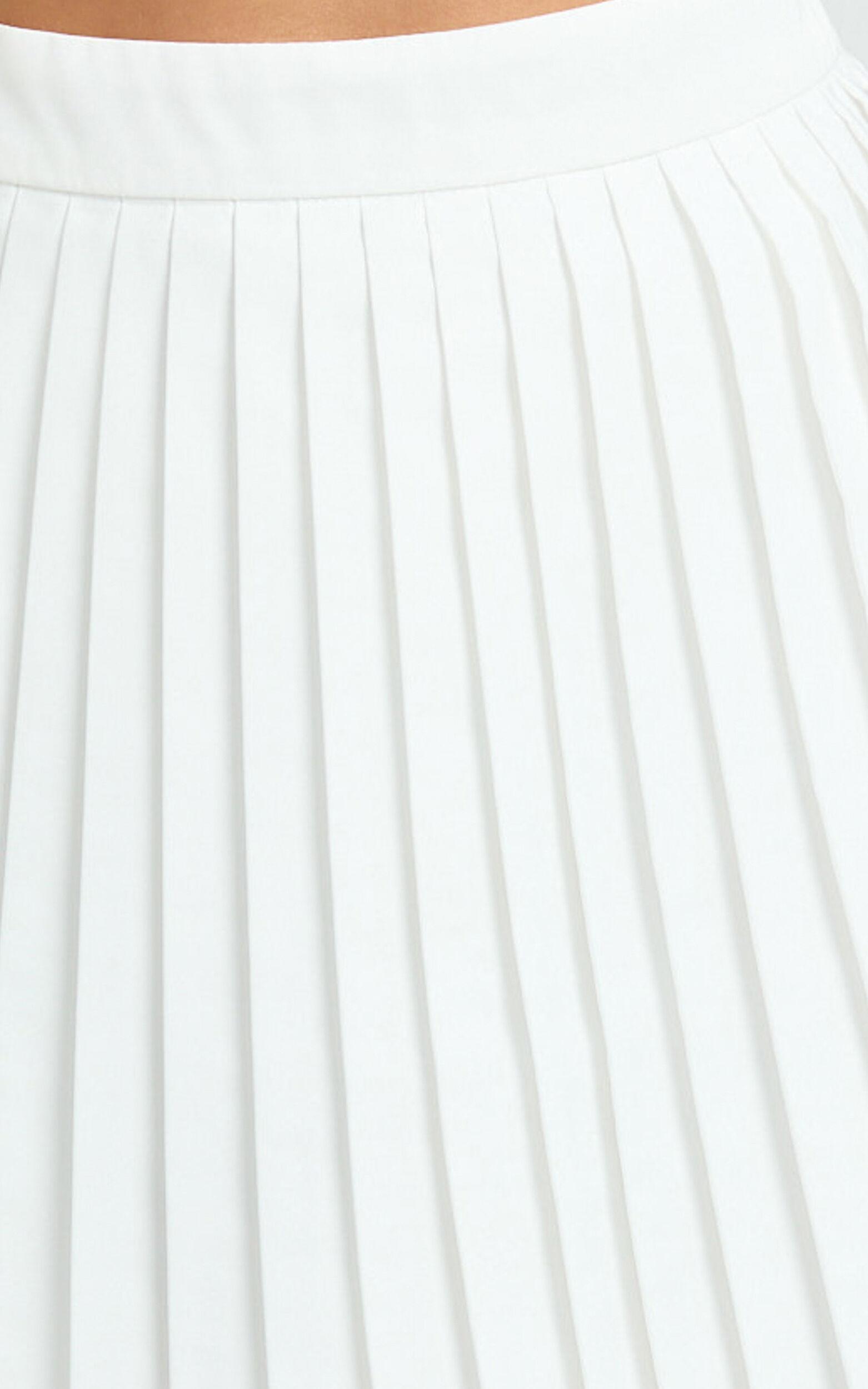 Carrie Mini Skirt - Pleated A Line Skirt in Off White Product Image