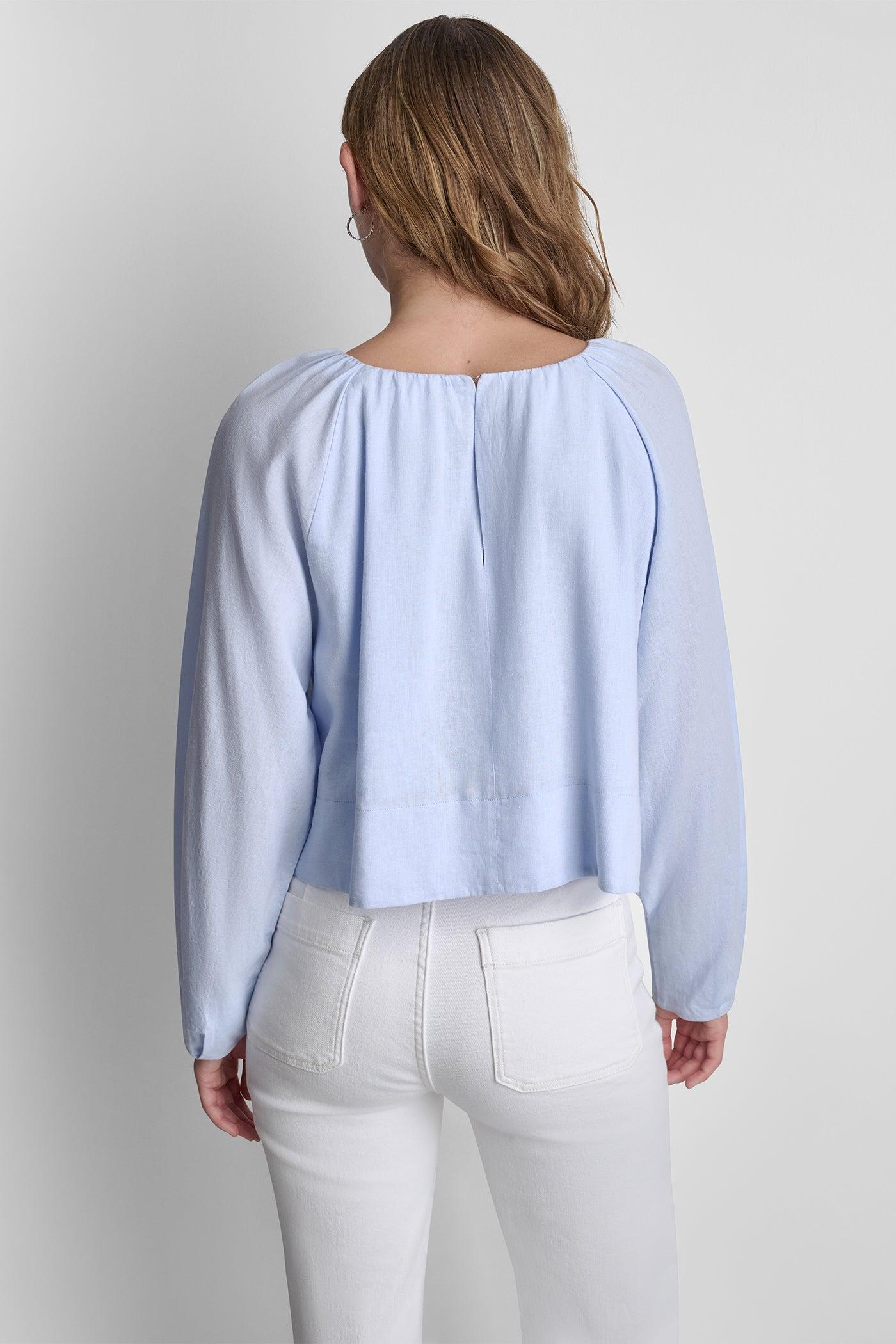 LINEN-BLEND RAGLAN SLEEVE BLOUSE Product Image