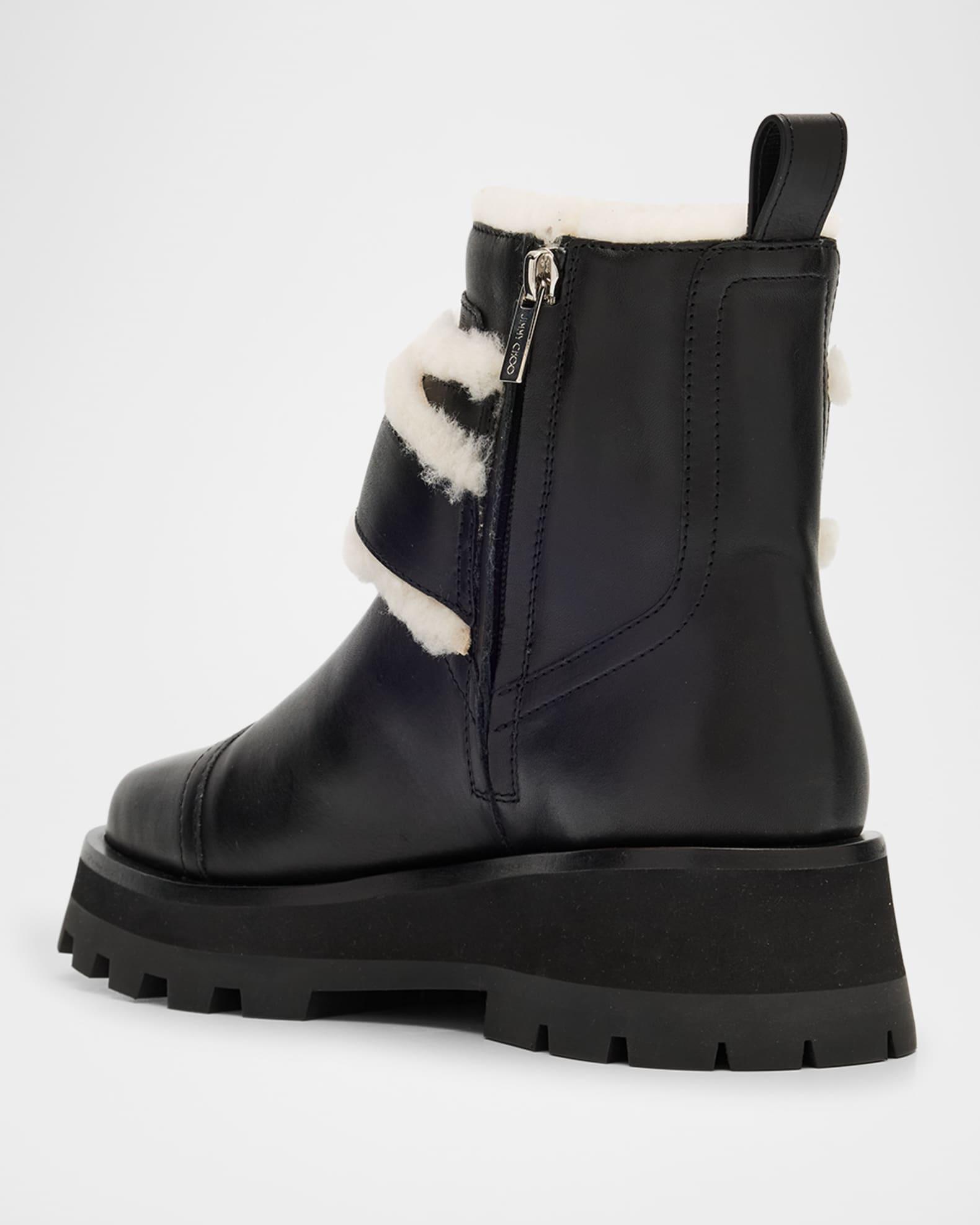 Meena Leather and Shearling Zip Ankle Boots Product Image