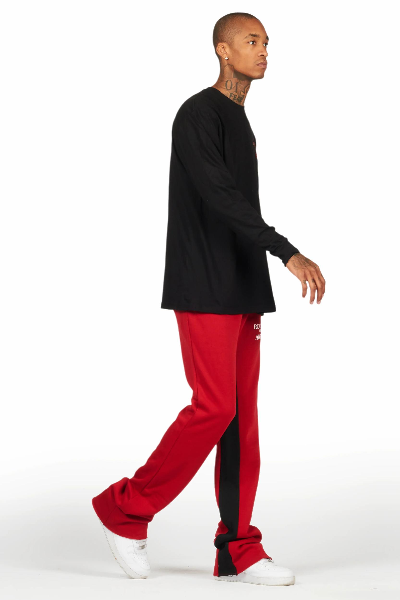 Briggs Burgundy Long Sleeve T-Shirt/Baggy Pant Set Male Product Image