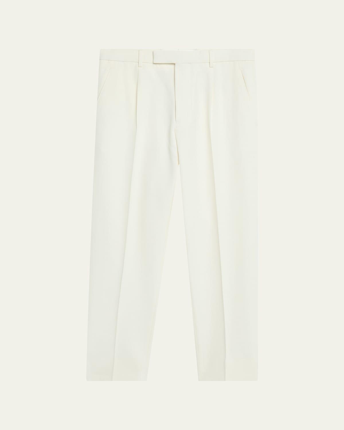 Mens Pleated Cotton-Wool Pants Product Image