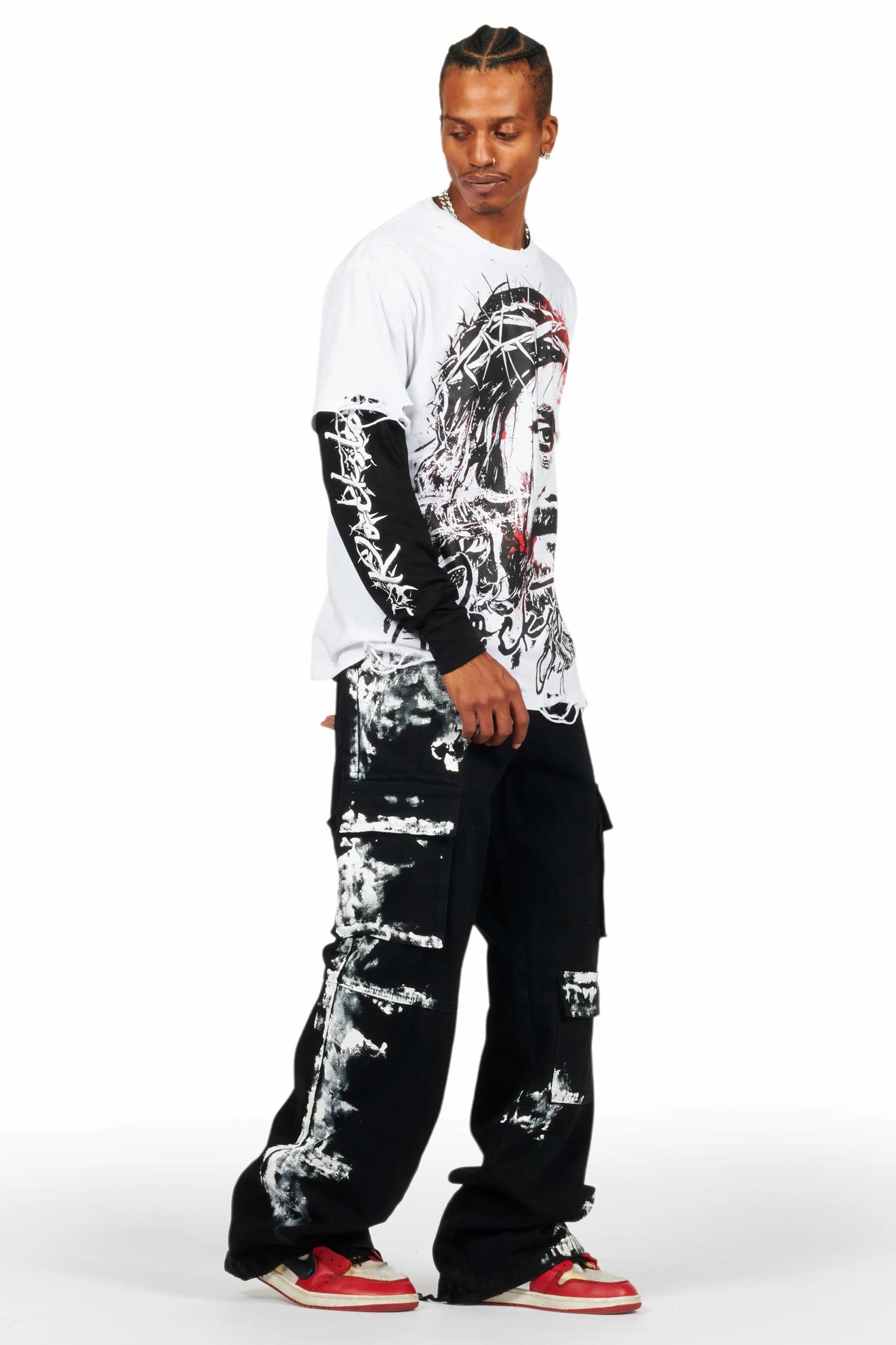 Baha Black Painter Baggy Cargo Jean Male Product Image