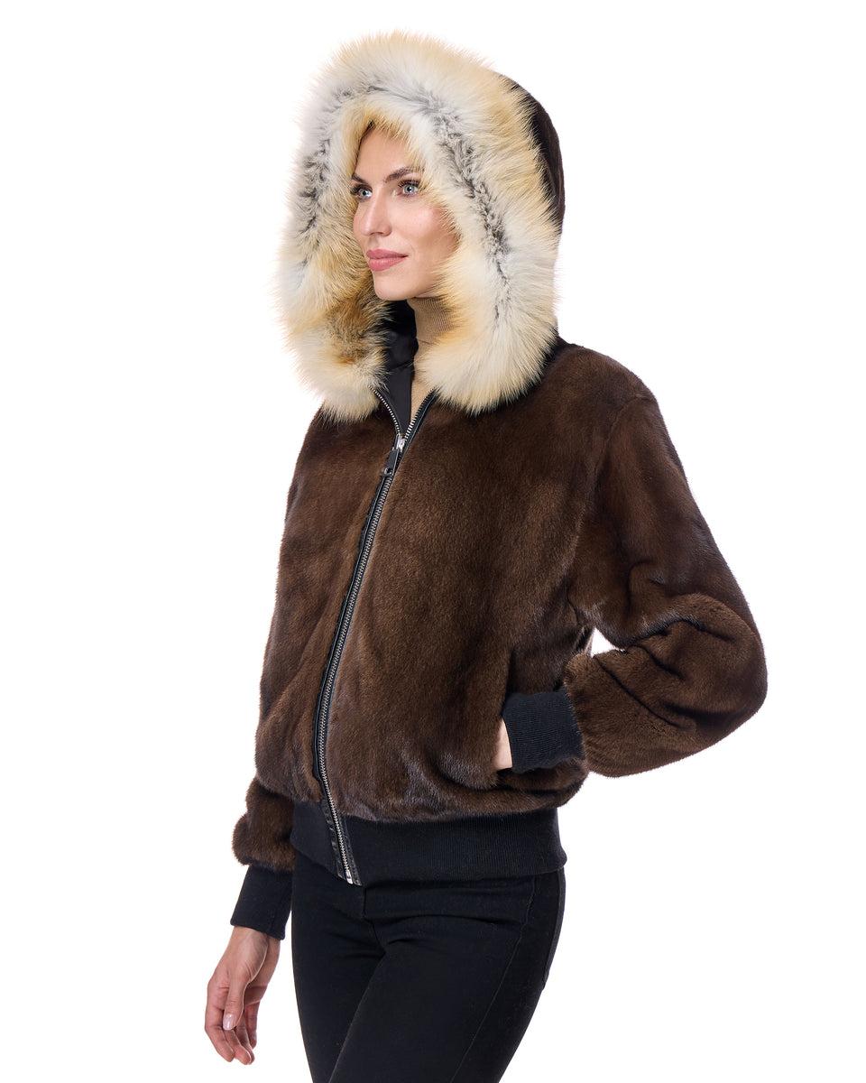 Reversible Mink Jacket with Fox Trimmed Hood Product Image
