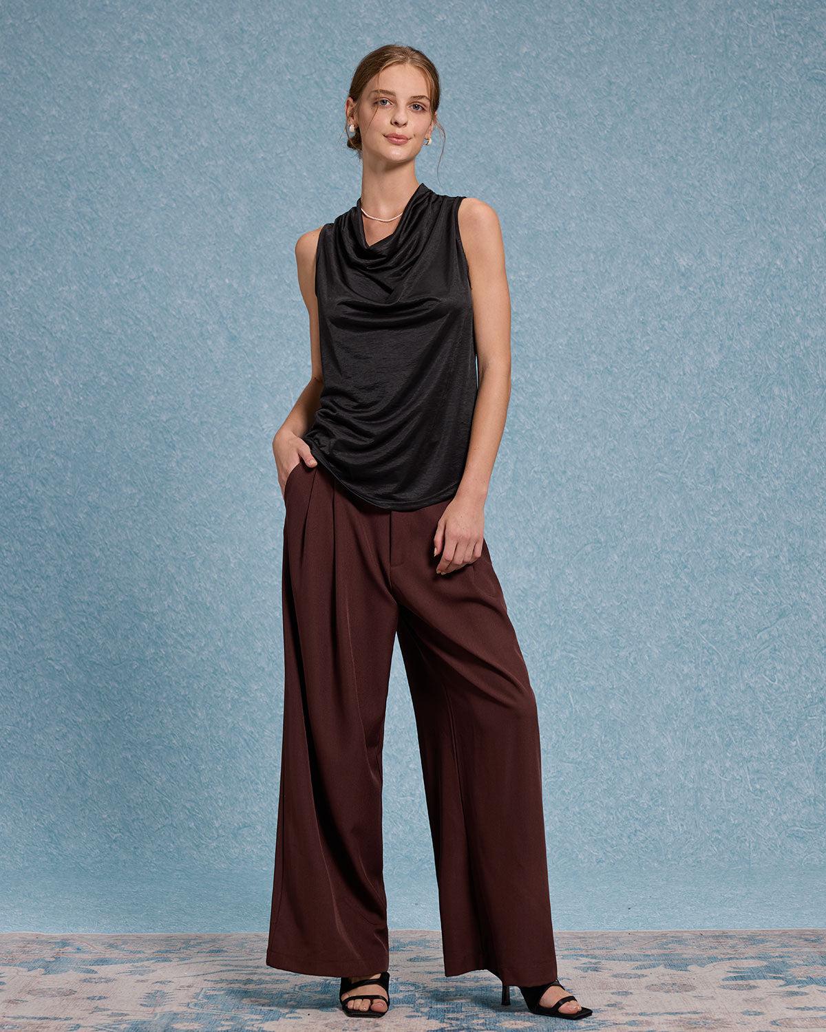 Black Cowl Neck Tank Top Product Image