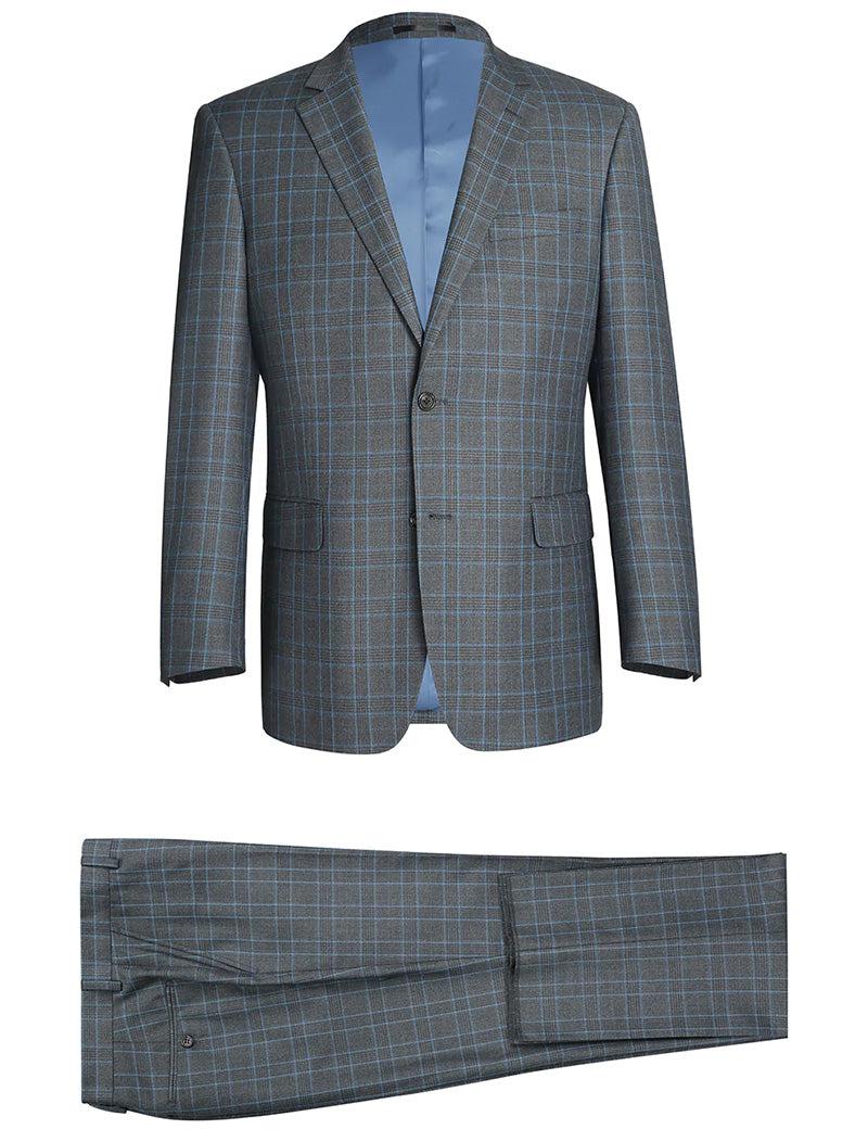 Lozano Collection - Men's 2 Piece Regular Fit Gray Windowpane Suit Male Product Image