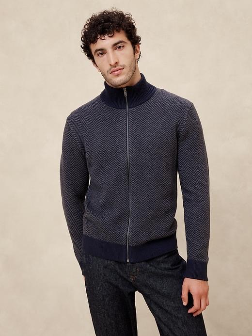 Chevron Zipper Sweater Jacket Product Image