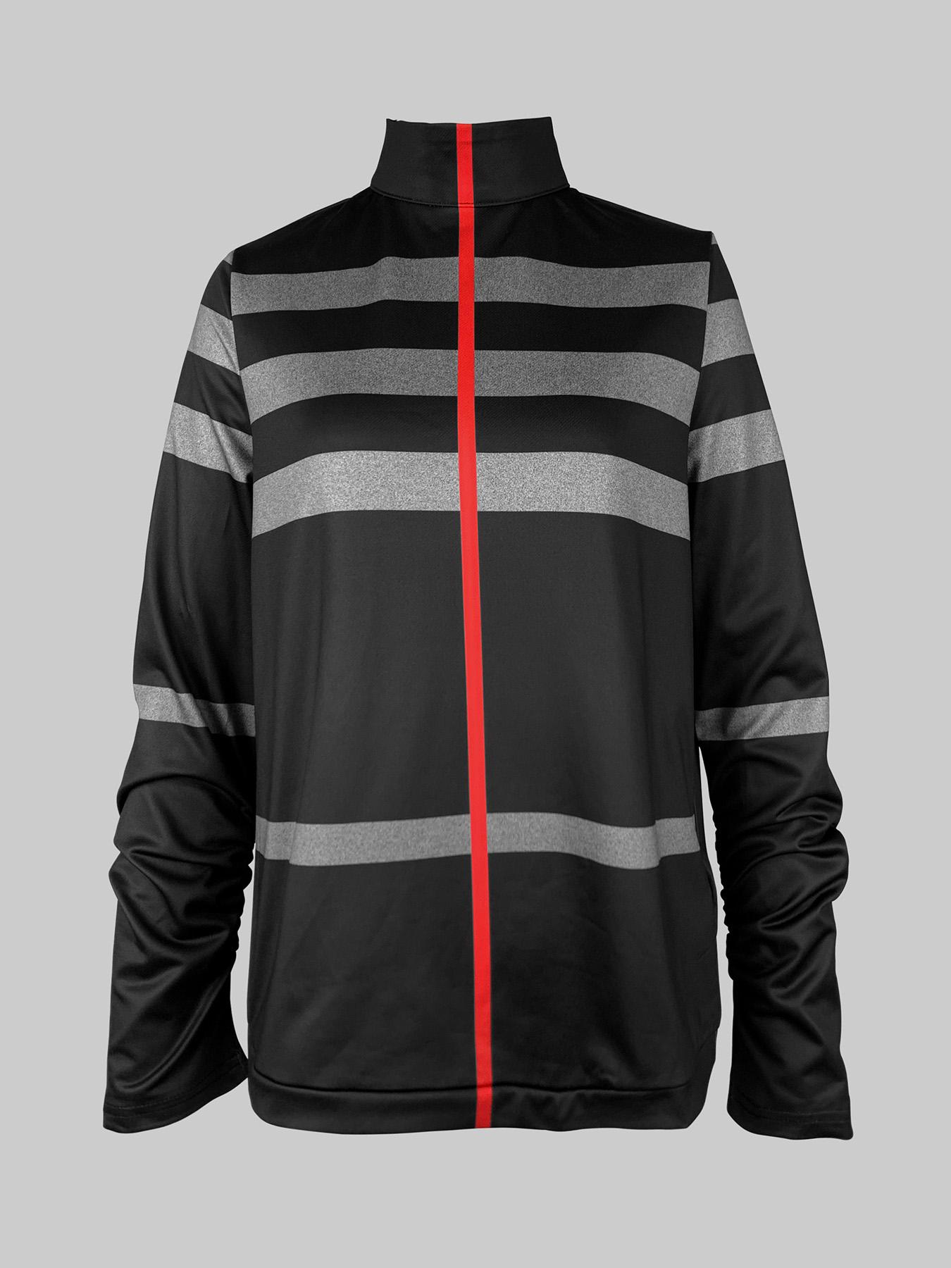 Long Sleeves Loose Striped High Neck T-Shirts Tops Product Image