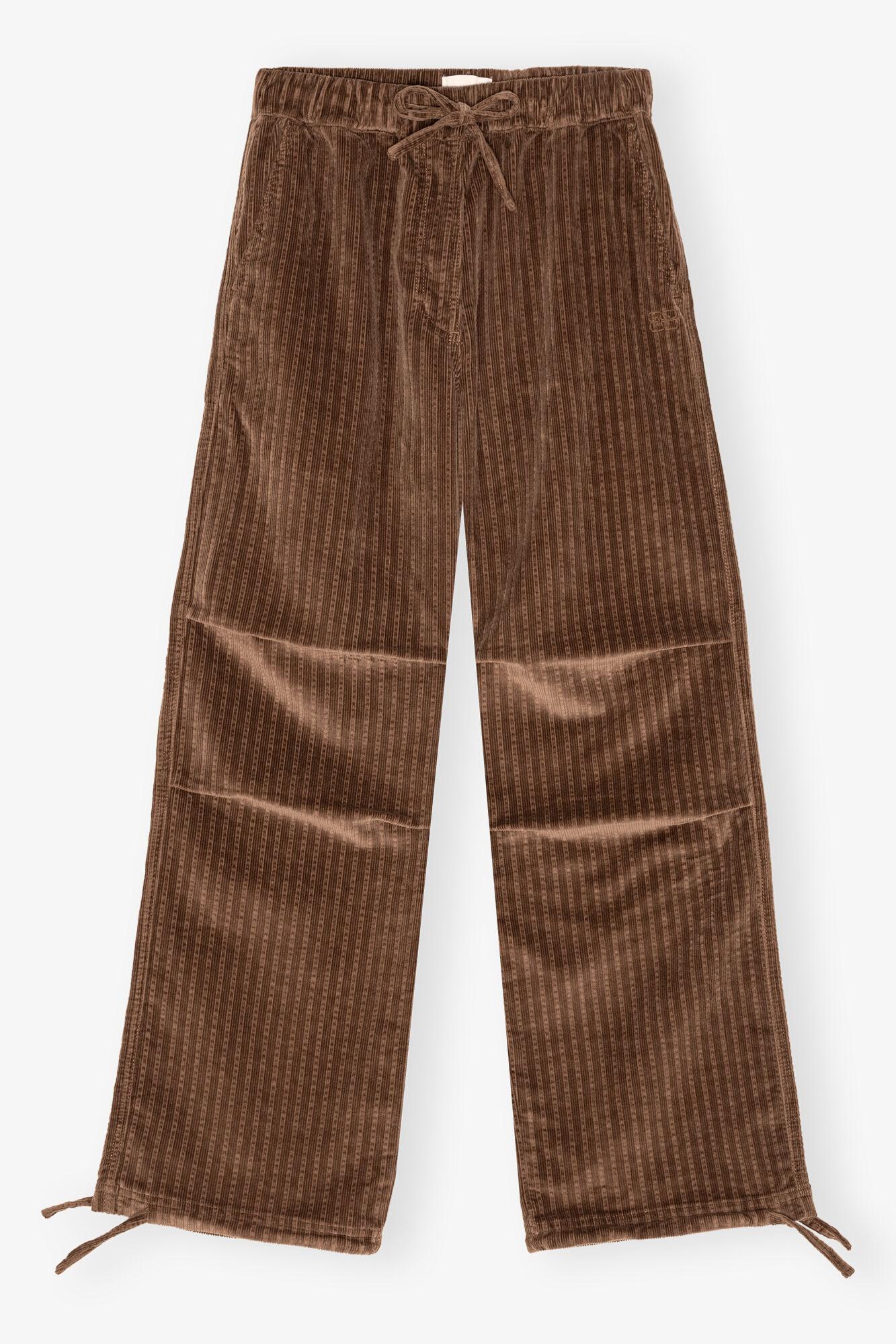 Brown Corduroy Drawstring Pants Product Image