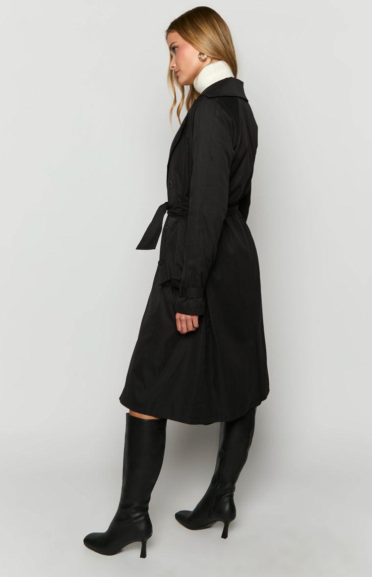 Santos Black Trench Coat Girls Product Image