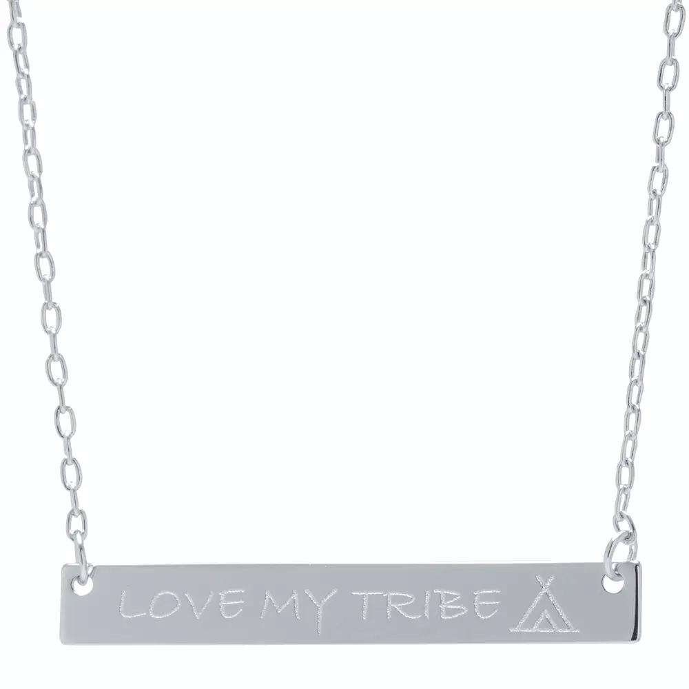 Sterling Silver "Love My Tribe" Bar Necklace, Women's, Size: 18", Silver Tone Product Image