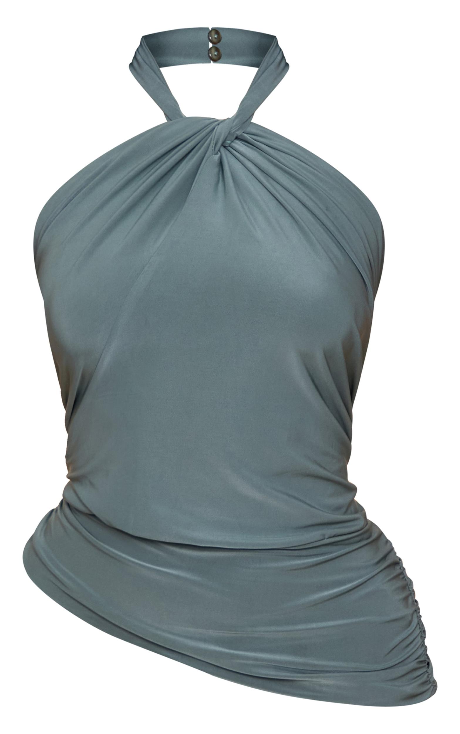  Sea Green Double Slinky Twist Halter Top Product Image