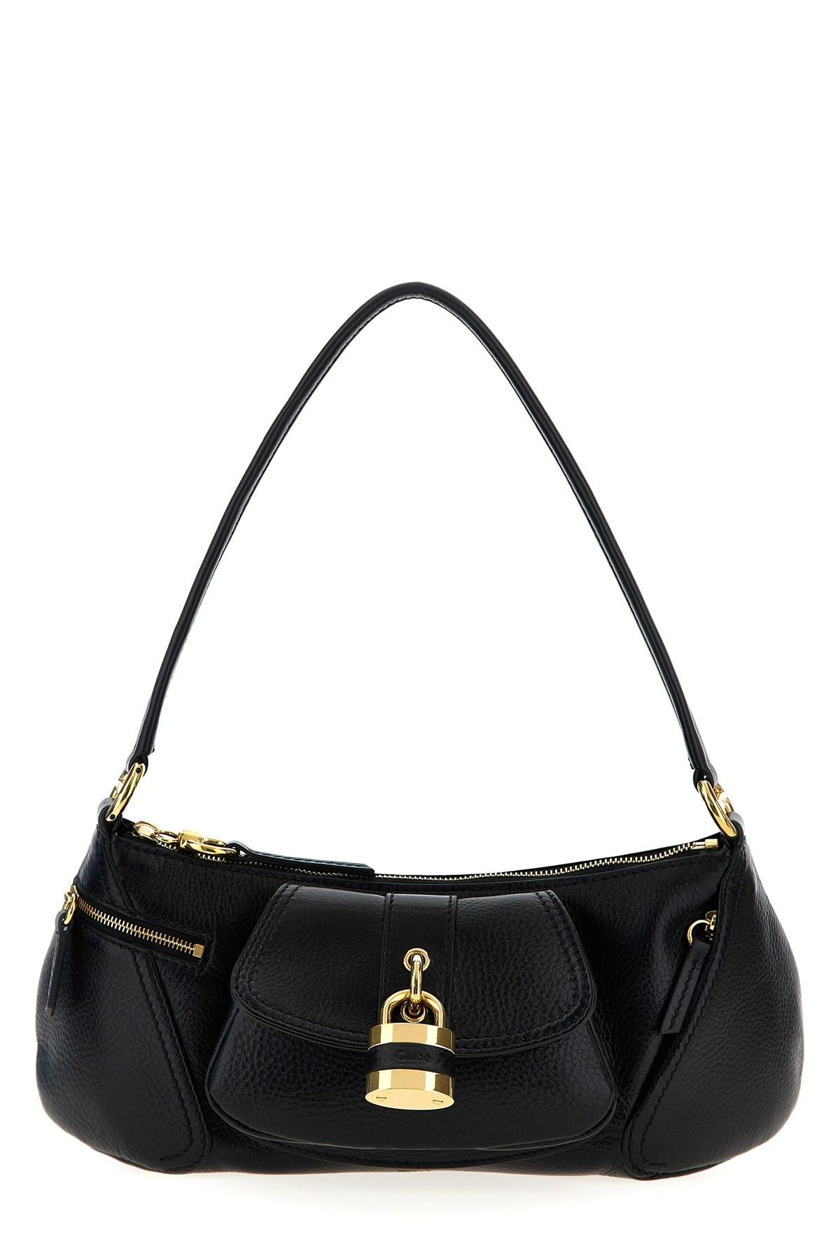 CHLOÉ The 99 Embellished Textured-leather Shoulder Bag In Black Product Image