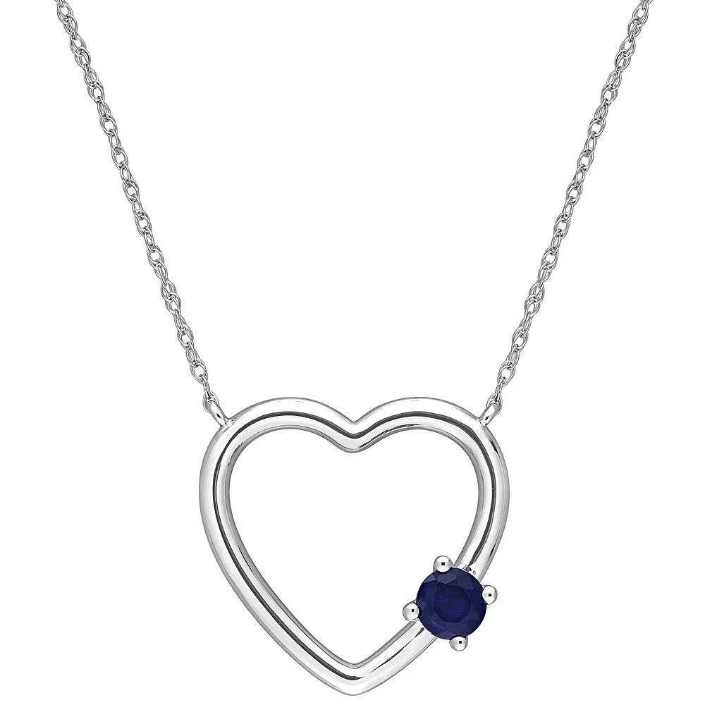 Stella Grace 10k White Gold Sapphire Open Heart Pendant Necklace, Women's, Size: 17" Product Image