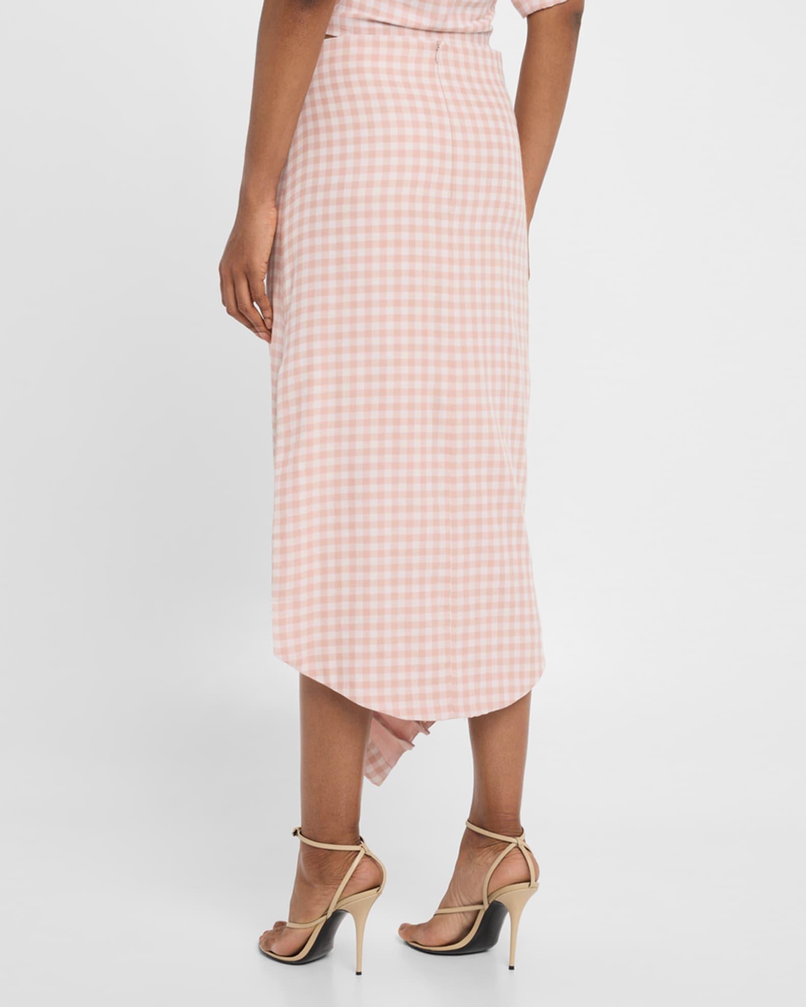 Novie Draped Plaid Midi Skirt Product Image